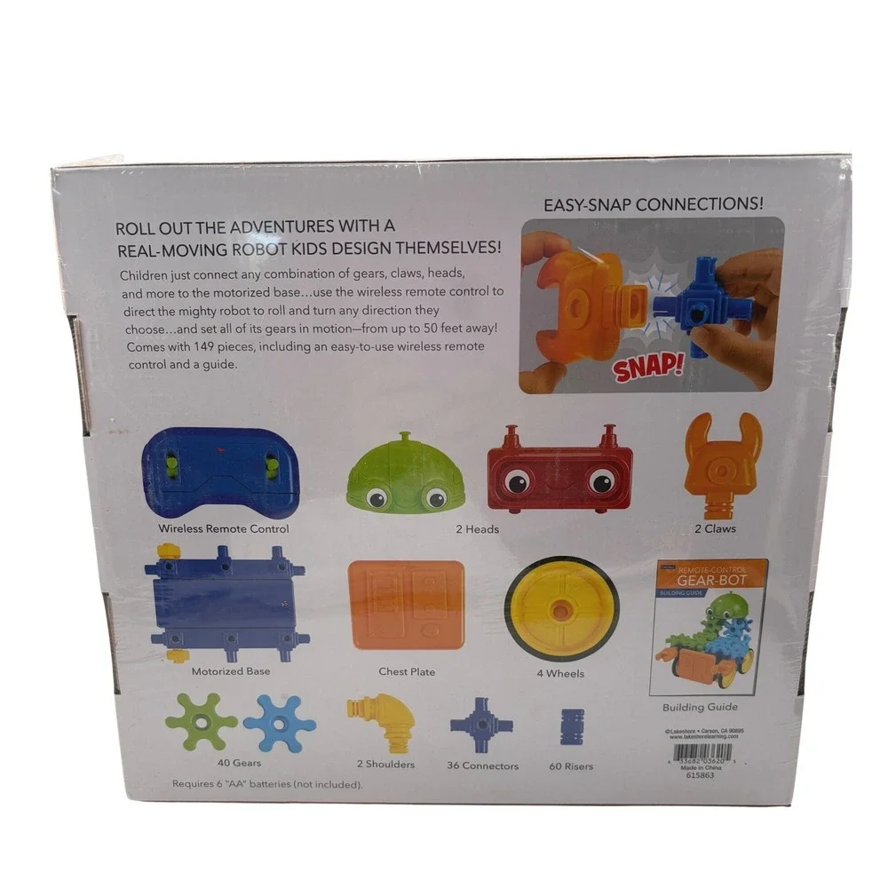 Lakeshore Learning Remote-Control Gear-Bot STEM Building Kit 149pc NIB GG127
